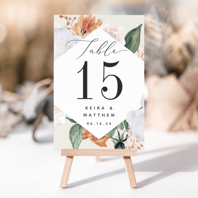 Boho Blooms | Floral Personalized Table Number (Creator Uploaded)