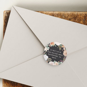 Boho Blooms Floral Return Address Classic Round Sticker