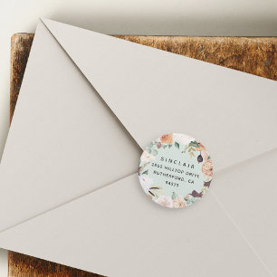 Boho Blooms Floral Return Address Classic Round Sticker