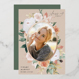 Boho Blooms Foil Photo Graduation Announcement