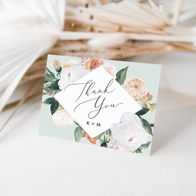 Boho Blooms Geometric Floral Thank You Card (Creator Uploaded)