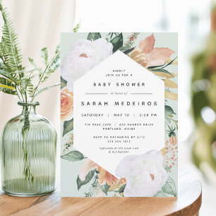 Boho Blooms   Modern Floral Baby Shower Invitation