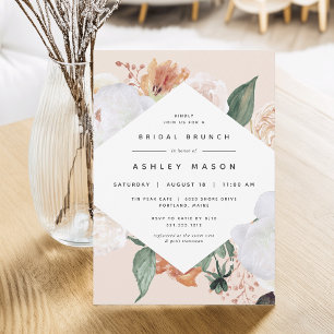Boho Blooms   Modern Floral Bridal Shower Brunch Invitation
