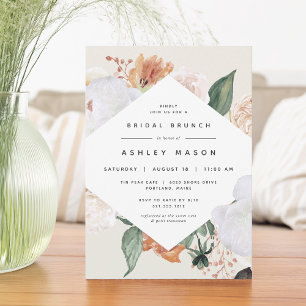 Boho Blooms   Modern Floral Bridal Shower Brunch Invitation