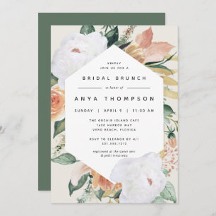 Boho Blooms   Modern Floral Bridal Shower Brunch Invitation