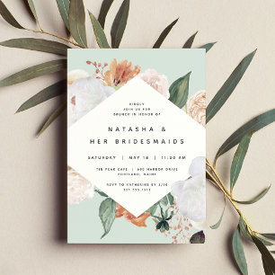 Boho Blooms   Modern Floral Bridesmaids Brunch Invitation
