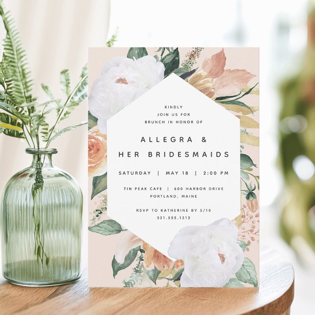 Boho Blooms | Modern Floral Bridesmaids Brunch Invitation (Creator Uploaded)