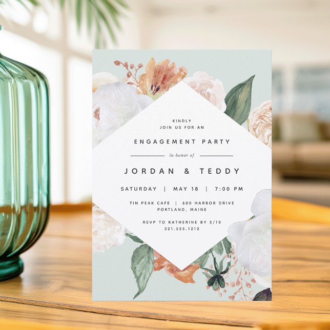 Boho Blooms | Modern Floral Engagement Party Invitation (Creator Uploaded)