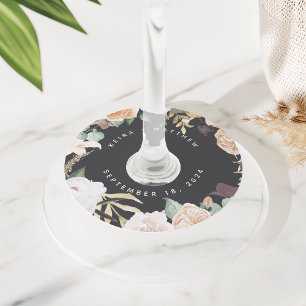 Boho Blooms   Modern Floral Personalised Wedding Wine Glass Tag