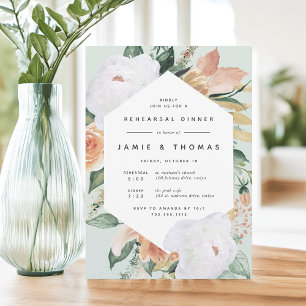 Boho Blooms Modern Floral Rehearsal Dinner Invitation