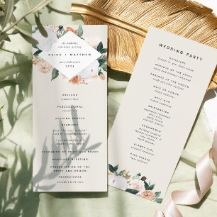 Boho Blooms Modern Floral Wedding Ceremony Programme