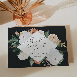 Boho Blooms Modern Floral Wedding Guest Book
