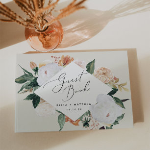 Boho Blooms Modern Floral Wedding Guest Book