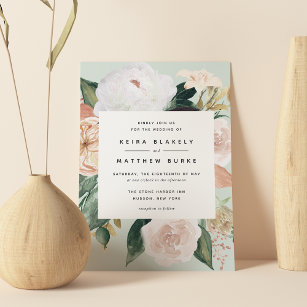 Boho Blooms   Modern Floral Wedding Invitation