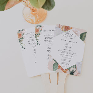 Boho Blooms Modern Floral Wedding Program Hand Fan