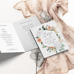 Boho Blooms Modern Floral Wedding Programme