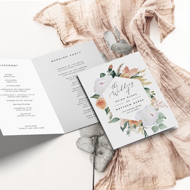 Boho Blooms Modern Floral Wedding Programme (Creator Uploaded)