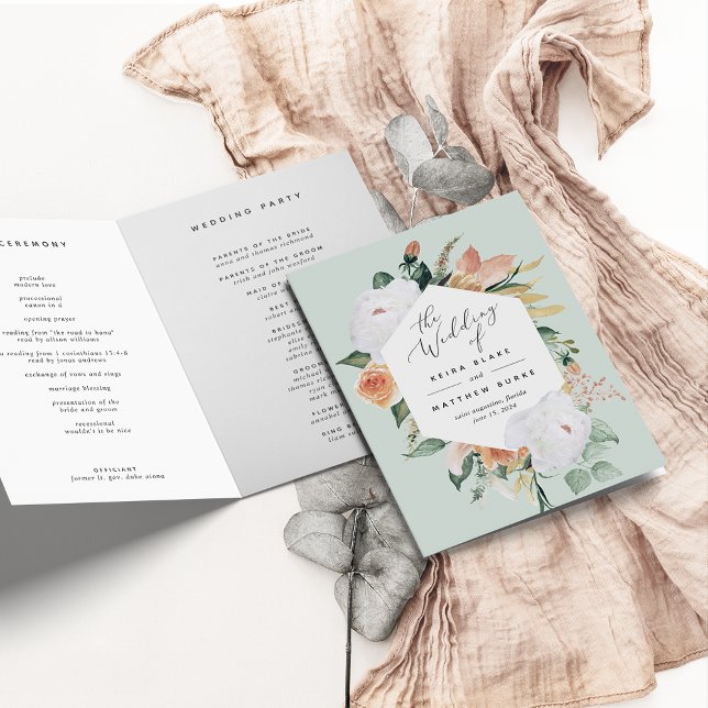 Boho Blooms Modern Floral Wedding Programme (Creator Uploaded)