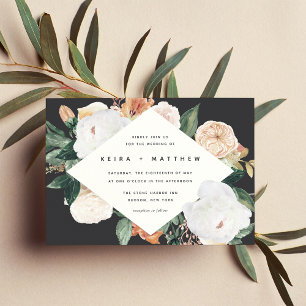 Boho Blooms   Modern Geometric Floral Wedding Invitation