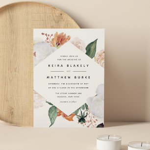 Boho Blooms Modern Geometric Floral Wedding Invitation