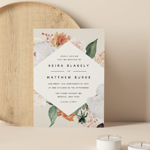 Boho Blooms Modern Geometric Floral Wedding Invitation