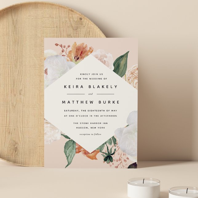 Boho Blooms | Modern Geometric Floral Wedding Invitation (Creator Uploaded)