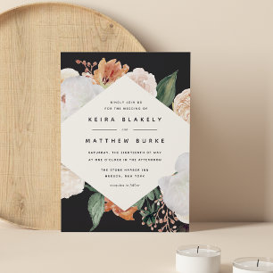 Boho Blooms   Modern Geometric Floral Wedding Invitation