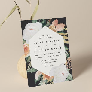 Boho Blooms   Modern Geometric Floral Wedding Invitation