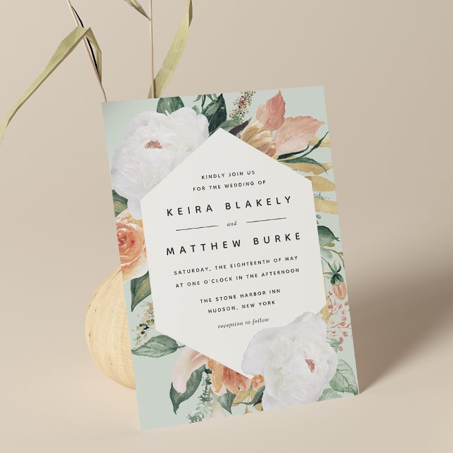 Boho Blooms | Modern Geometric Floral Wedding Invitation (Creator Uploaded)