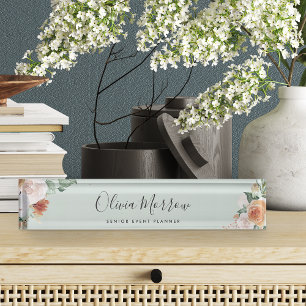 Boho Blooms Modern Watercolor Floral Nameplate