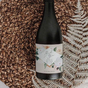 Boho Blooms Personalised Wedding Thank You Wine Label