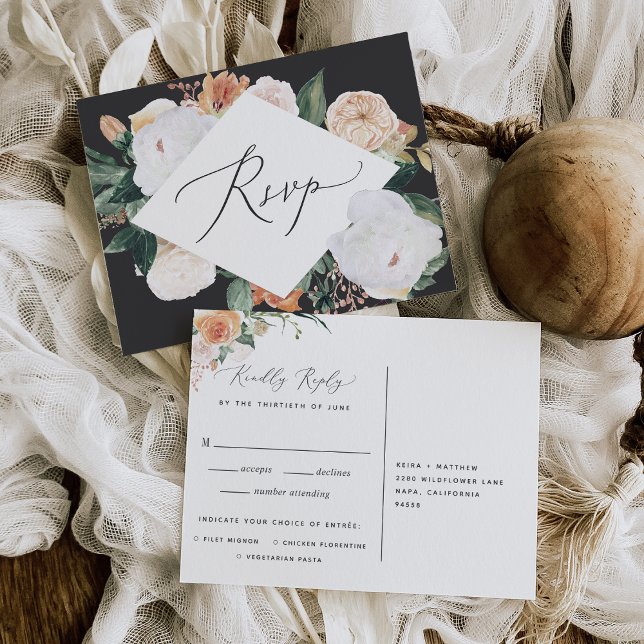 Boho Blooms RSVP Postcard with Meal Choice (Creator Uploaded)