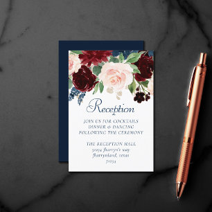 Boho Blooms   Rustic Navy and Burgundy Garland Enclosure Card