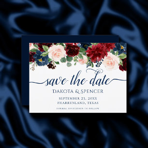 Boho Blooms Rustic Navy and Burgundy Garland Save The Date