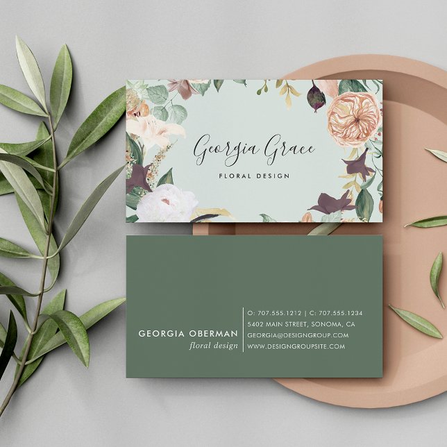 Boho Blooms Watercolor Floral Business Card (Creator Uploaded)