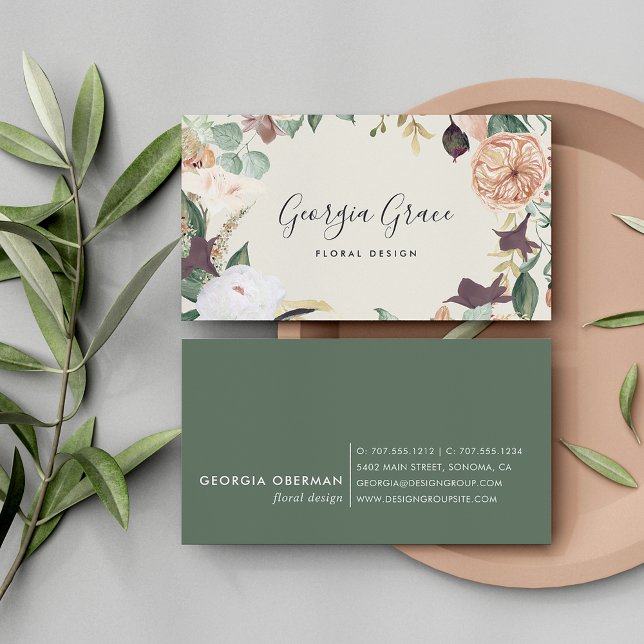 Boho Blooms Watercolor Floral Business Card (Creator Uploaded)