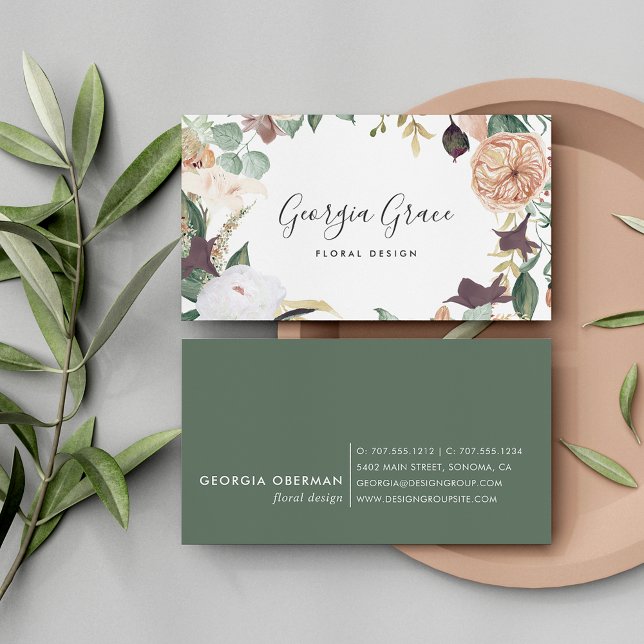 Boho Blooms Watercolor Floral Business Card (Creator Uploaded)