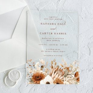 Boho Blooms Wedding Acrylic Invitations