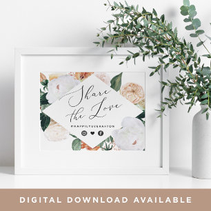 Boho Blooms Wedding Hashtag Sign