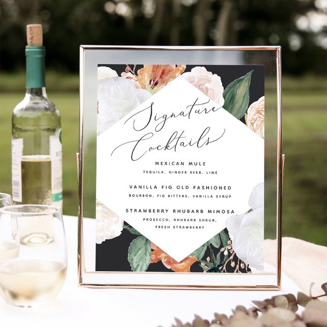 Boho Blooms Wedding Signature Cocktail Menu Sign (Creator Uploaded)