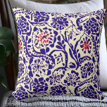 Boho Blue Abstract Cushion<br><div class="desc">Blue and off white abstract floral botanical geometric pattern with accents of red.</div>