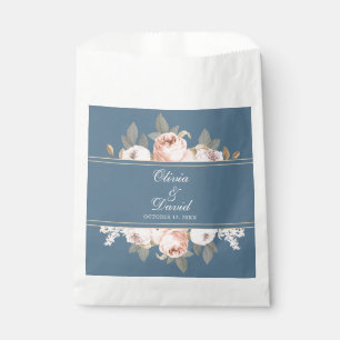 Boho Blue and Blush Peonies Wedding Favour Bags