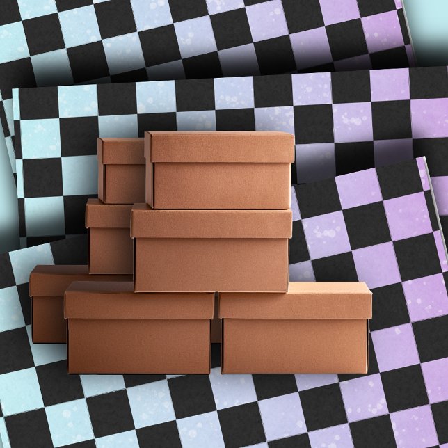 Boho Blue and purple checked  Tissue Paper (Creator Uploaded)