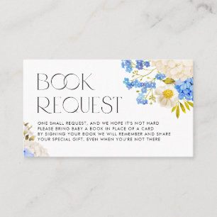 Boho Blue and White Hydrangeas Book Request Card