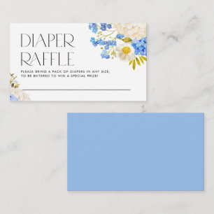 Boho Blue and White Hydrangeas Diaper Raffle Enclosure Card