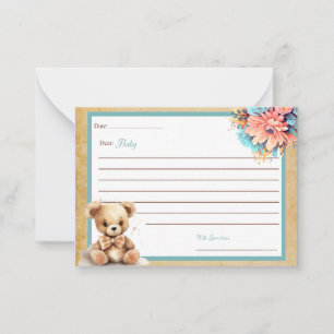 Boho Blue Bear Baby Shower Dear Baby Cards