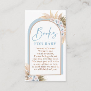 Boho Blue Boy Pampas Grass Books for Baby Card
