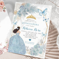 Boho Blue Butterfly Mexican Princesa Quinceañera