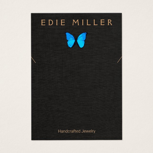 Boho Blue Butterfly Necklace Bracelet Display Card (Front)