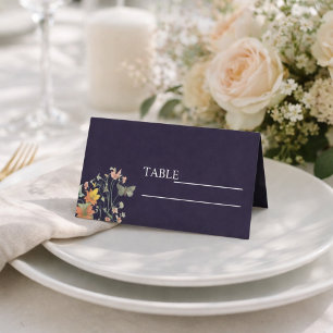 Boho blue Chic Wedding Place Card